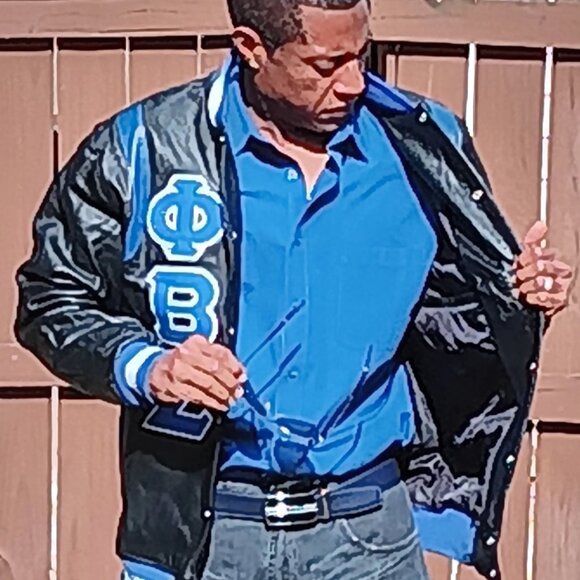 Phi Beta Sigma black leather jacket - Picture 2 of 5